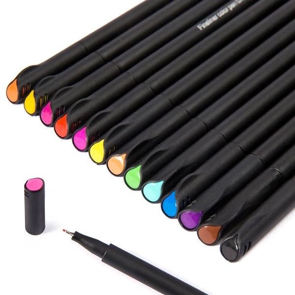 Water-Based Hook Line Pen 12 Colors