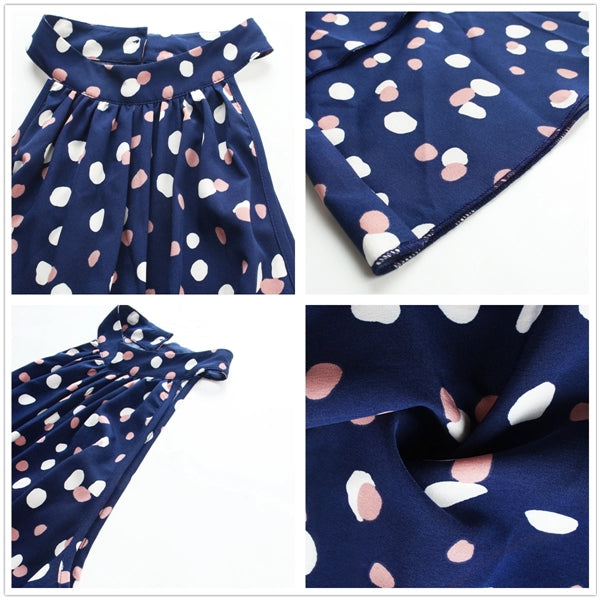Floral Print Halter Neck Polka Dot Boho Beach Short Dress