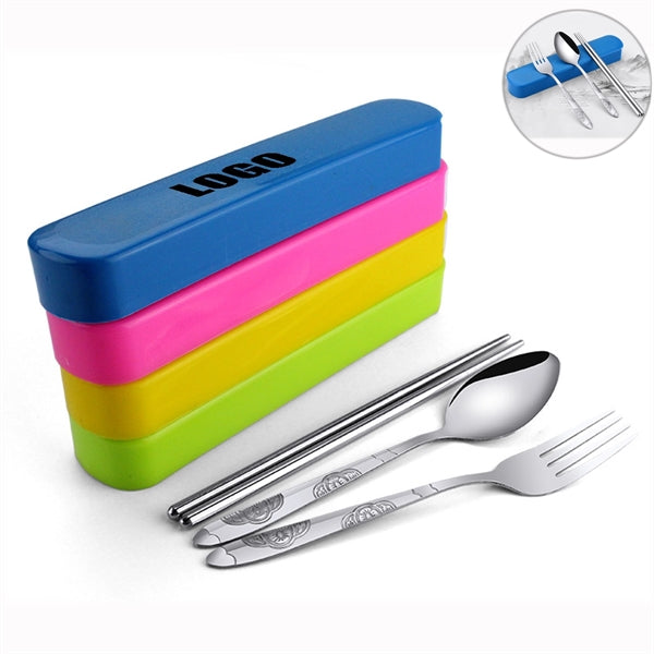 3Pcs Stainless Steel Utensil Set With Portable Case