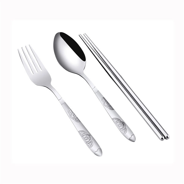 3Pcs Stainless Steel Utensil Set With Portable Case