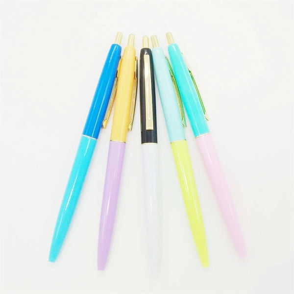 Plastic Cap Action Pen w/Classic Gold Metal Clip