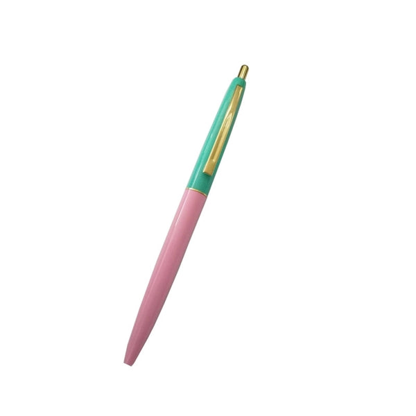 Plastic Cap Action Pen w/Classic Gold Metal Clip