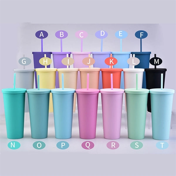 Plastic Water Cup with Lids and Straws
