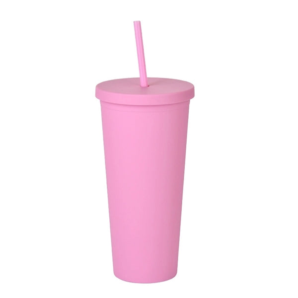 Plastic Water Cup with Lids and Straws