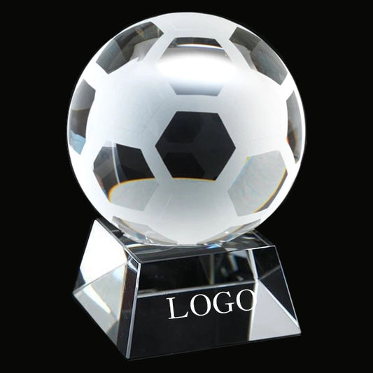 Optical Crystal Football Paperweight Award