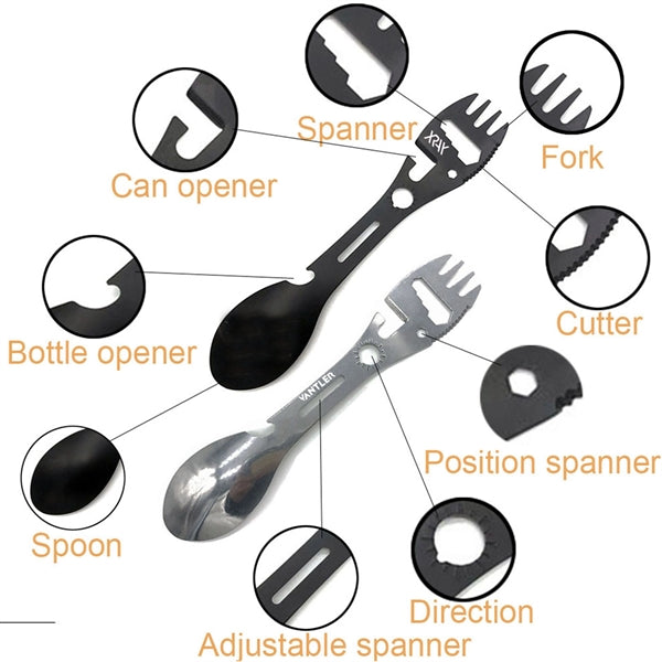 Multi-function Spoon Fork Can Opener/Camping Survival Tool