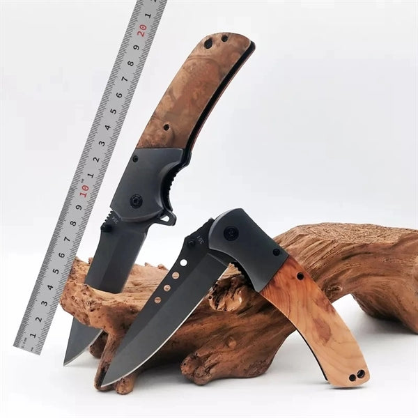 ApexBlade - Burlwood Folding Pocket Knife Stainless Steel