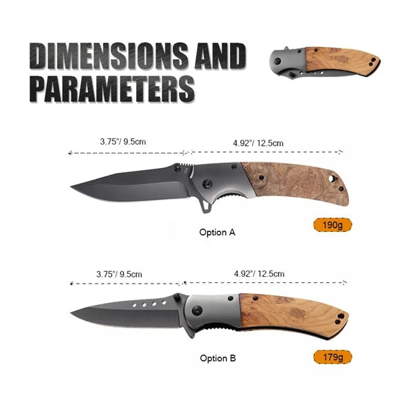 ApexBlade - Burlwood Folding Pocket Knife Stainless Steel
