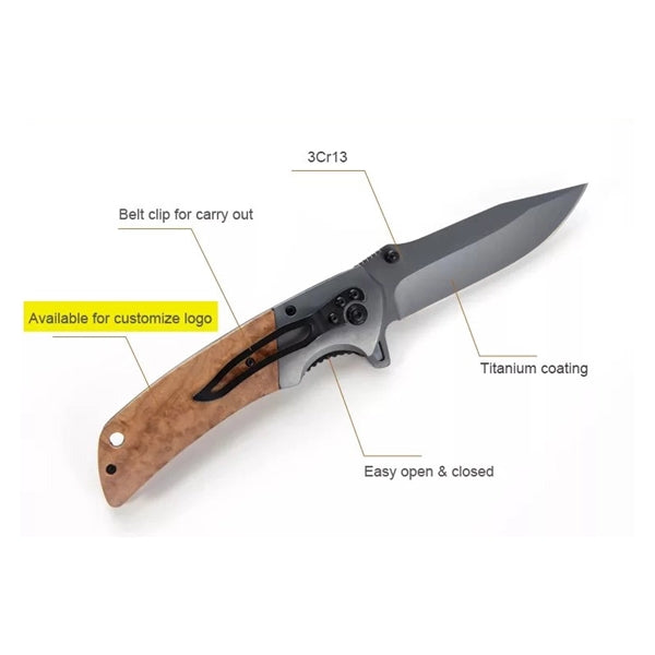 ApexBlade - Burlwood Folding Pocket Knife Stainless Steel