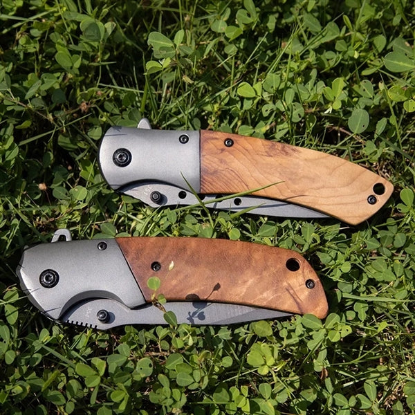ApexBlade - Burlwood Folding Pocket Knife Stainless Steel