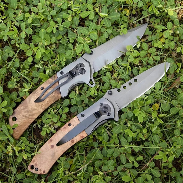 ApexBlade - Burlwood Folding Pocket Knife Stainless Steel