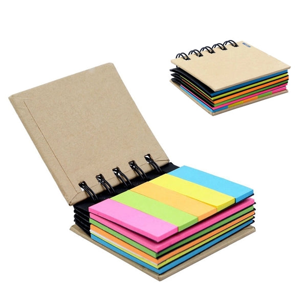 Notebook with Colored Sticky Notes