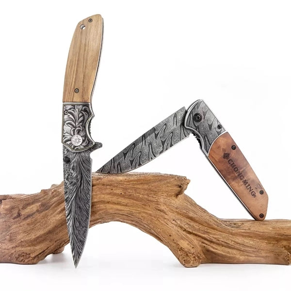 ApexBlade - Olive Wood Folding Pocket Knife Stainless Steel