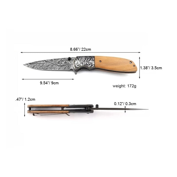 ApexBlade - Olive Wood Folding Pocket Knife Stainless Steel