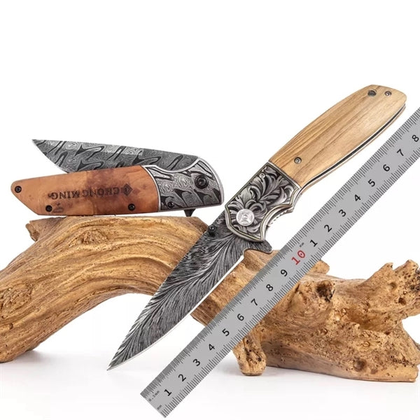 ApexBlade - Olive Wood Folding Pocket Knife Stainless Steel