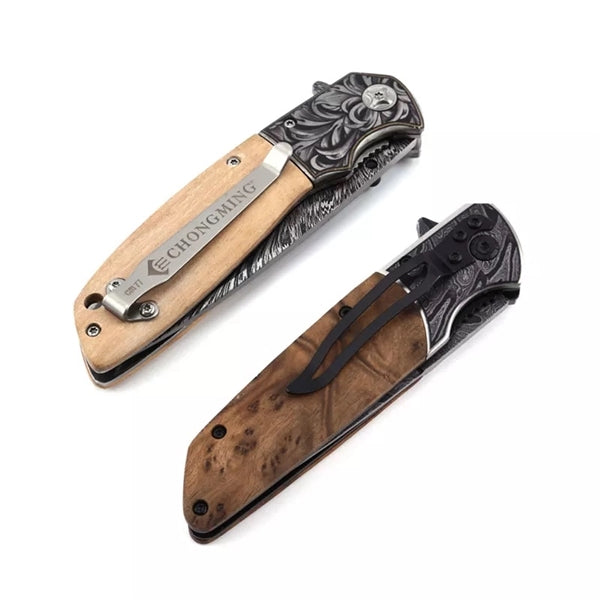ApexBlade - Olive Wood Folding Pocket Knife Stainless Steel