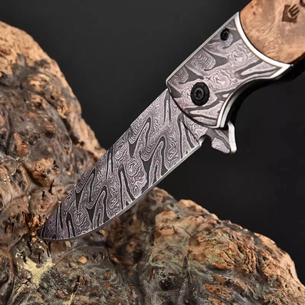 ApexBlade - Olive Wood Folding Pocket Knife Stainless Steel