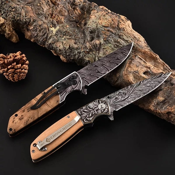 ApexBlade - Olive Wood Folding Pocket Knife Stainless Steel