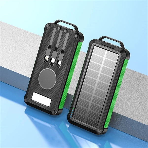Wireless Solar Mobile Power Bank 10000mah With Cable