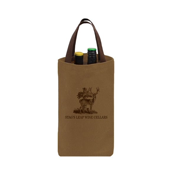 Two Bottle Wine Tote - 14 oz Waxed Canvas