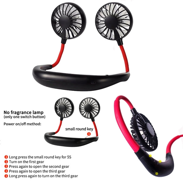 Rechargeable Usb Neck-Mounted Fan For Reading Or Sports