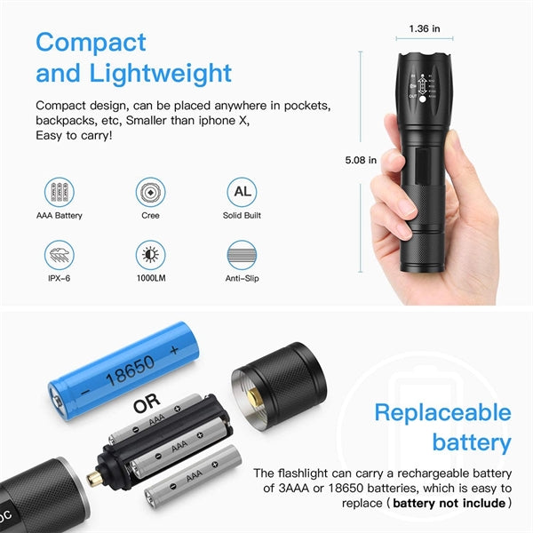 T6 LED Tactical Torch Zoomable Flashlight