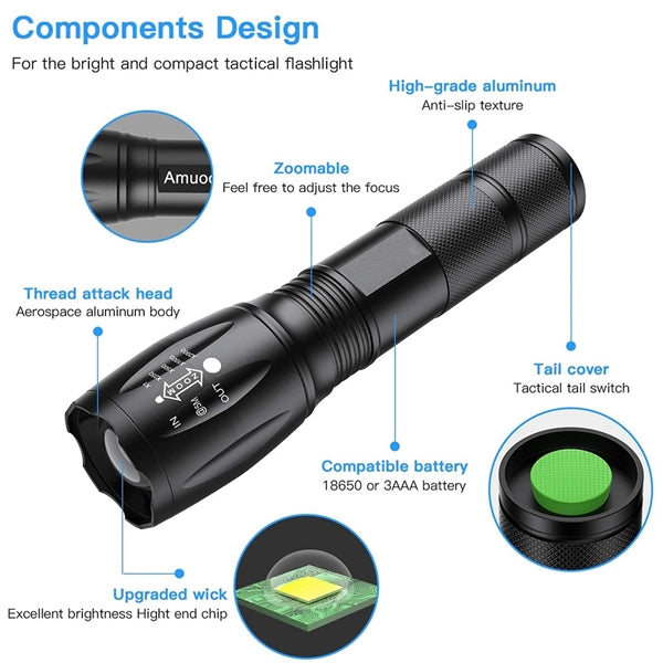 T6 LED Tactical Torch Zoomable Flashlight
