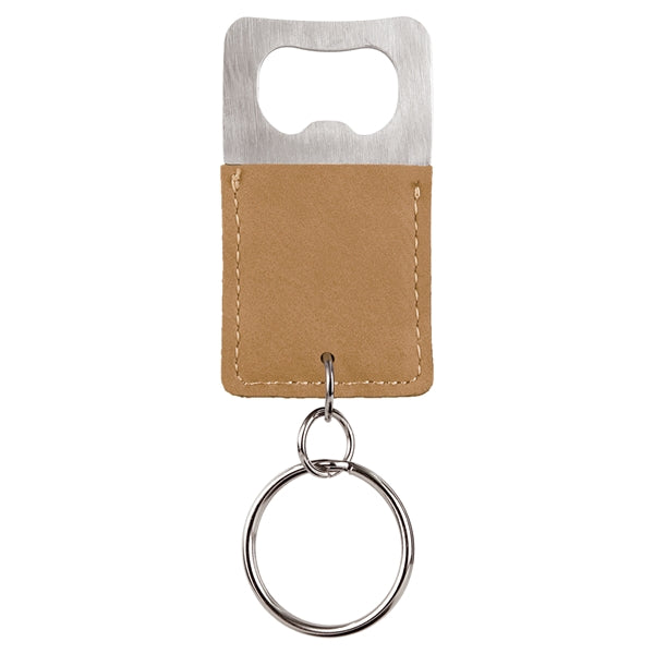 Branded Rectangle Leatherette Bottle Opener Keychain