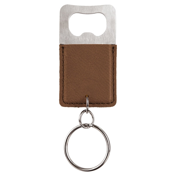 Branded Rectangle Leatherette Bottle Opener Keychain