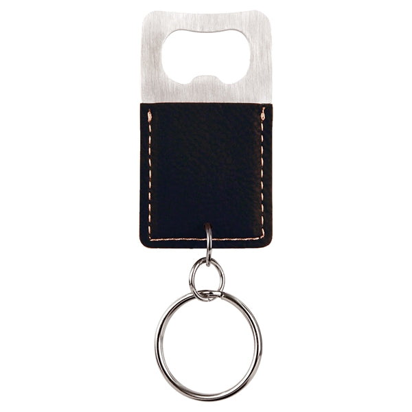 Branded Rectangle Leatherette Bottle Opener Keychain