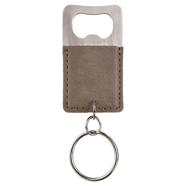 Branded Rectangle Leatherette Bottle Opener Keychain