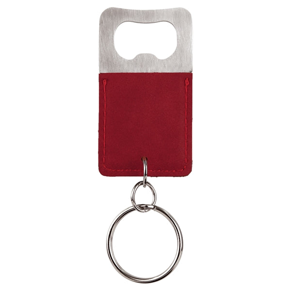 Branded Rectangle Leatherette Bottle Opener Keychain