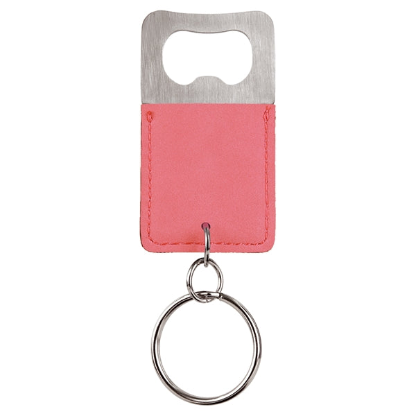 Branded Rectangle Leatherette Bottle Opener Keychain