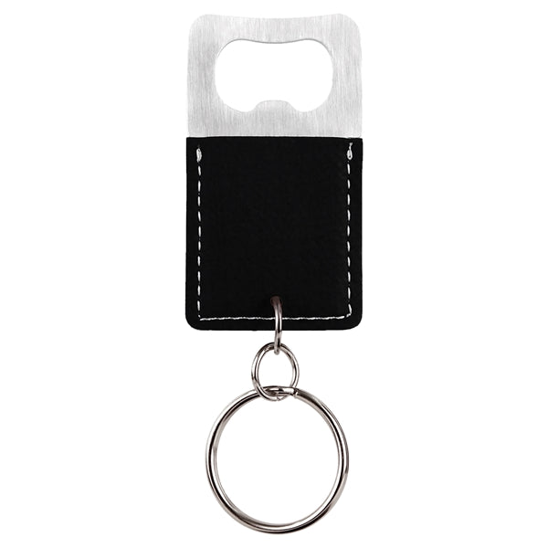 Branded Rectangle Leatherette Bottle Opener Keychain
