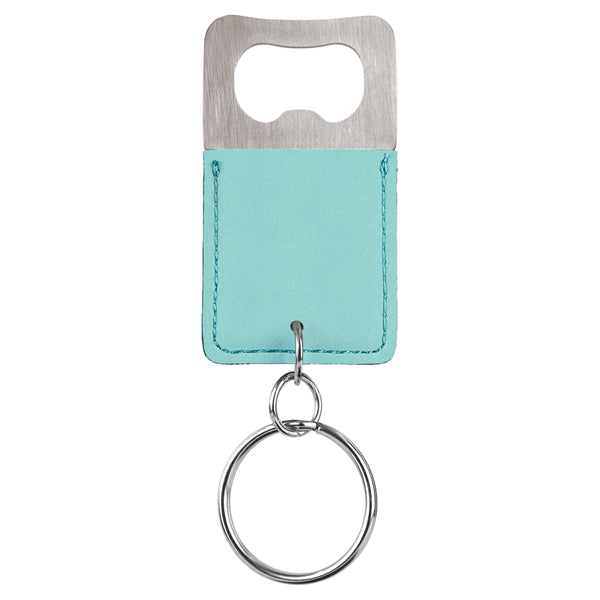 Branded Rectangle Leatherette Bottle Opener Keychain