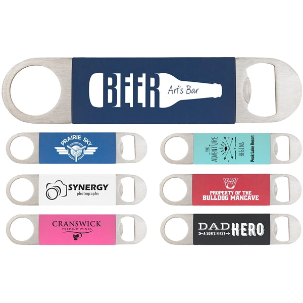 1 1/2" x 7" Bottle Opener with Silicone Grip Laser Engraved