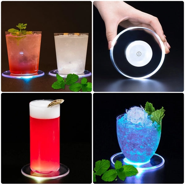 Led Coaster Drink Sticker Light Bottle Cup Holder Mat
