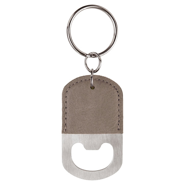 Oval Leatherette Bottle Opener Keychain Laser Engraved