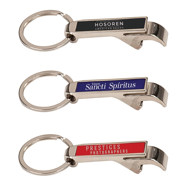 2 1/2" Black Bottle Opener Keychain Laser Engraved