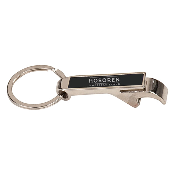 2 1/2" Black Bottle Opener Keychain Laser Engraved