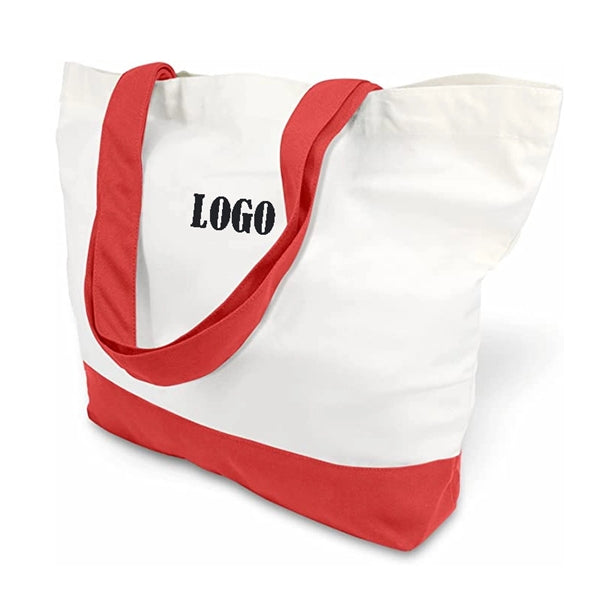 Large Two-Tone Canvas Tote Bag