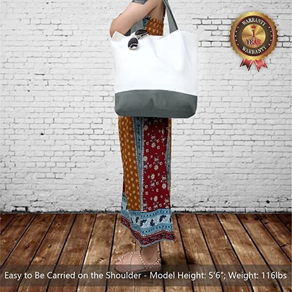 Large Two-Tone Canvas Tote Bag