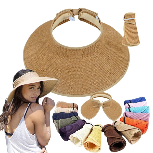 Women Wide Brim Roll-Up Straw Sun Hat