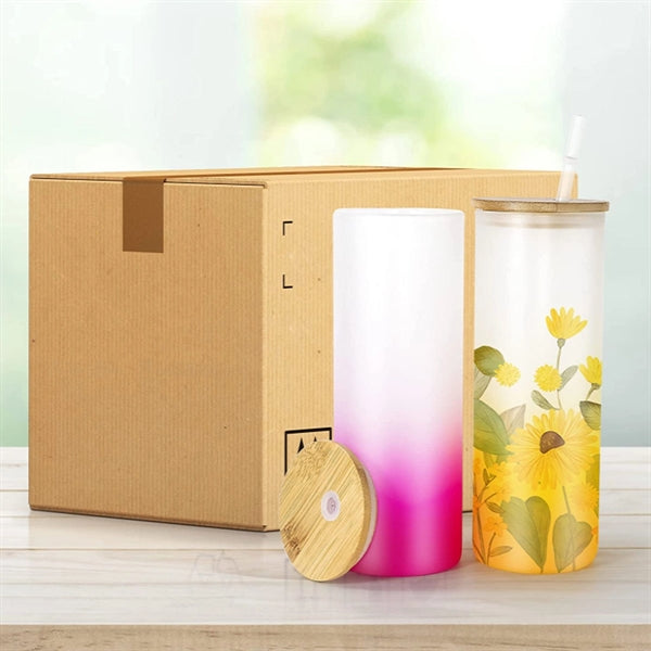 25Oz Gradient Frosted Mason Cup With Straw