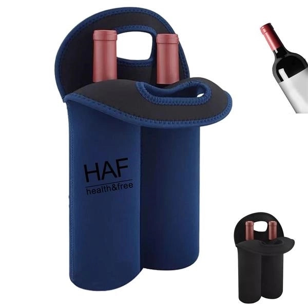 2 Bottles Pack Neoprene Wine Gift Tote Bag