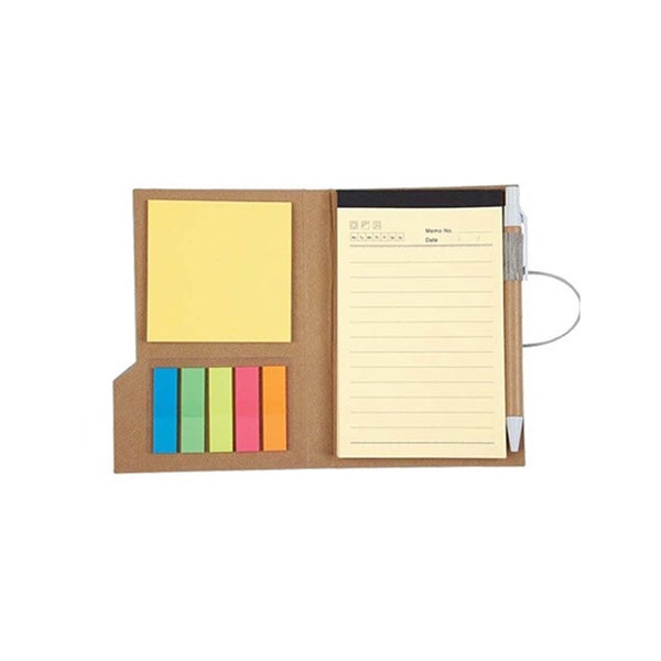 Hardcover Woodgrain Notebook & Sticky Notes Customizable