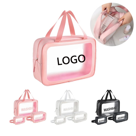 Pu Transparent Three-piece Wash Bag