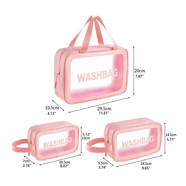 Pu Transparent Three-piece Wash Bag