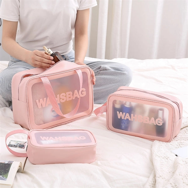 Pu Transparent Three-piece Wash Bag