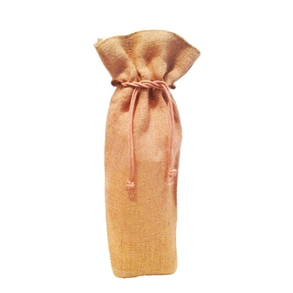 Unlaminated One Bottle Jute Drawstring Wine Sack (6 x14x 3)